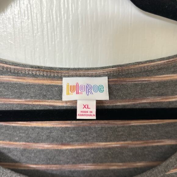 LuLaRoe Womens gray brown stripped print  tunic Irma size xl - Picture 4 of 5